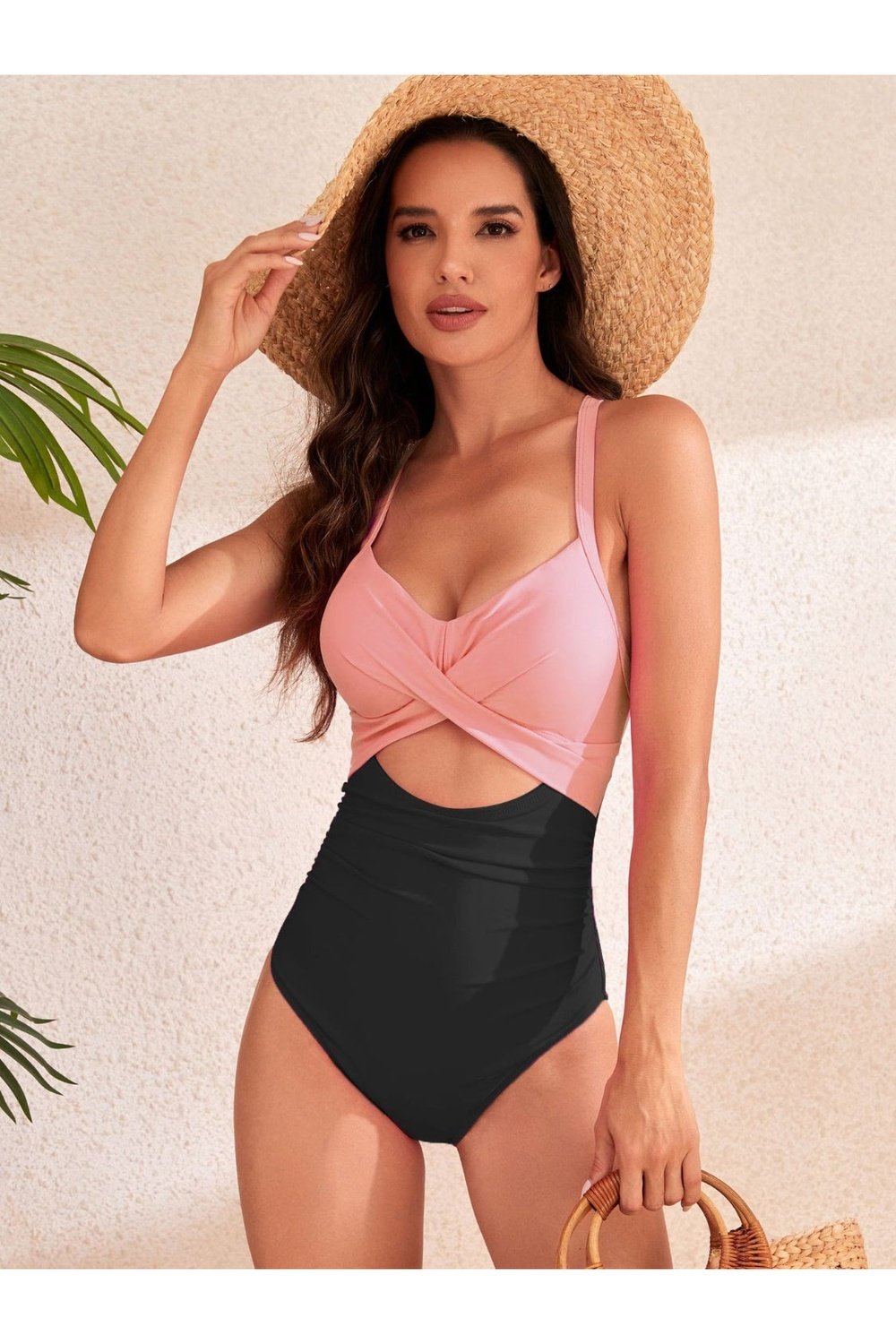 Crisscross Cutout V-Neck One-Piece Swimwear - Swimwear One-Pieces - FITGGINS