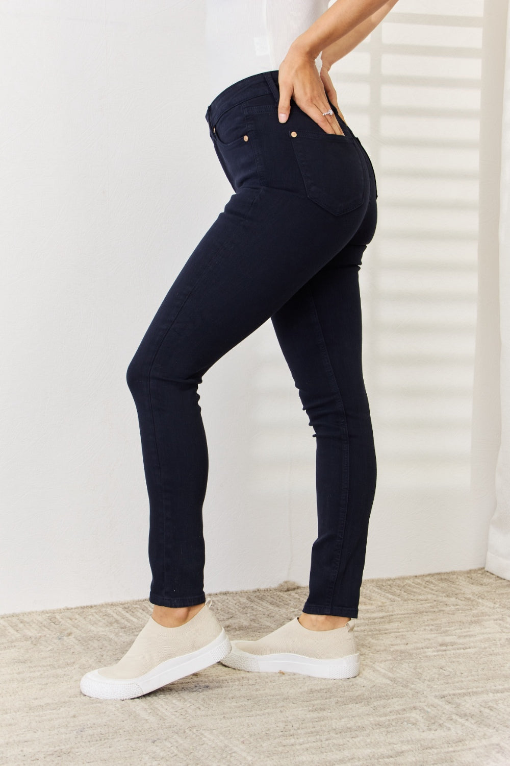 Judy Blue Full Size Garment Dyed Tummy Control Skinny Jeans - Jeans - FITGGINS