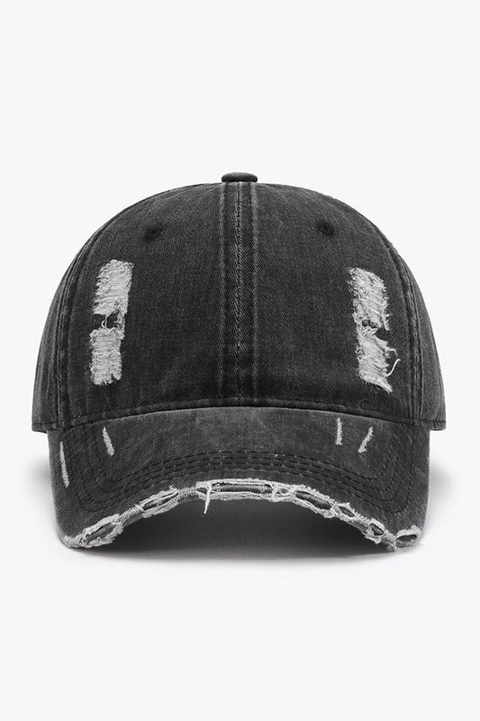 Distressed Adjustable Cotton Baseball Cap - Hats - FITGGINS