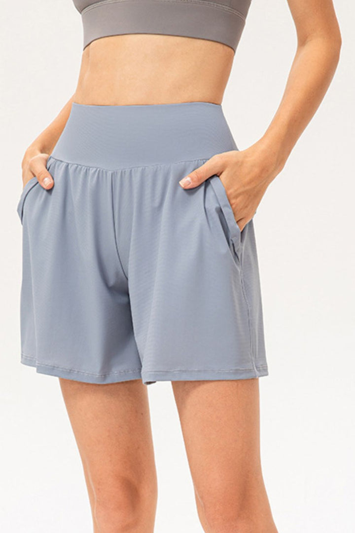 Pocketed Elastic Waist Active Shorts - Short Leggings - FITGGINS