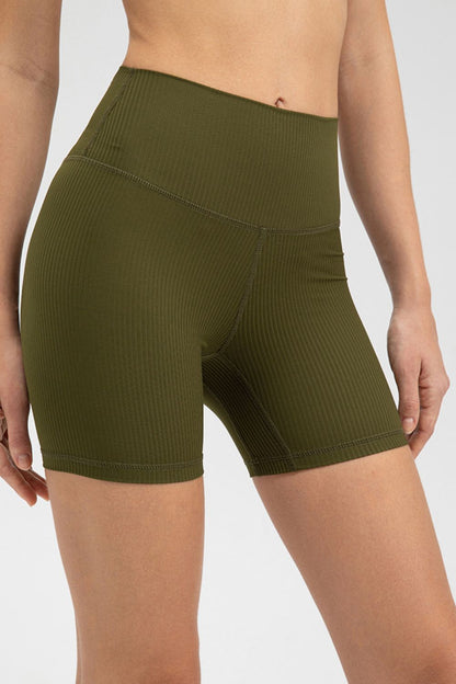 Wide Waistband Slim Fit Sports Shorts Army Green Fitggins
