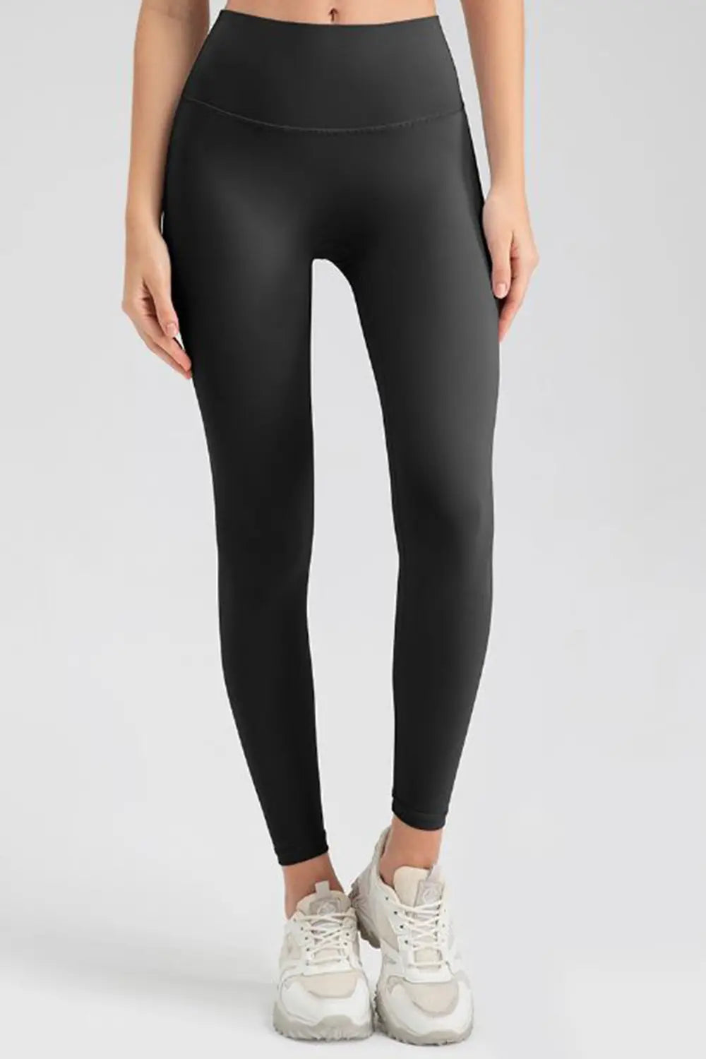 Wide Waistband Sport Leggings Black Fitggins