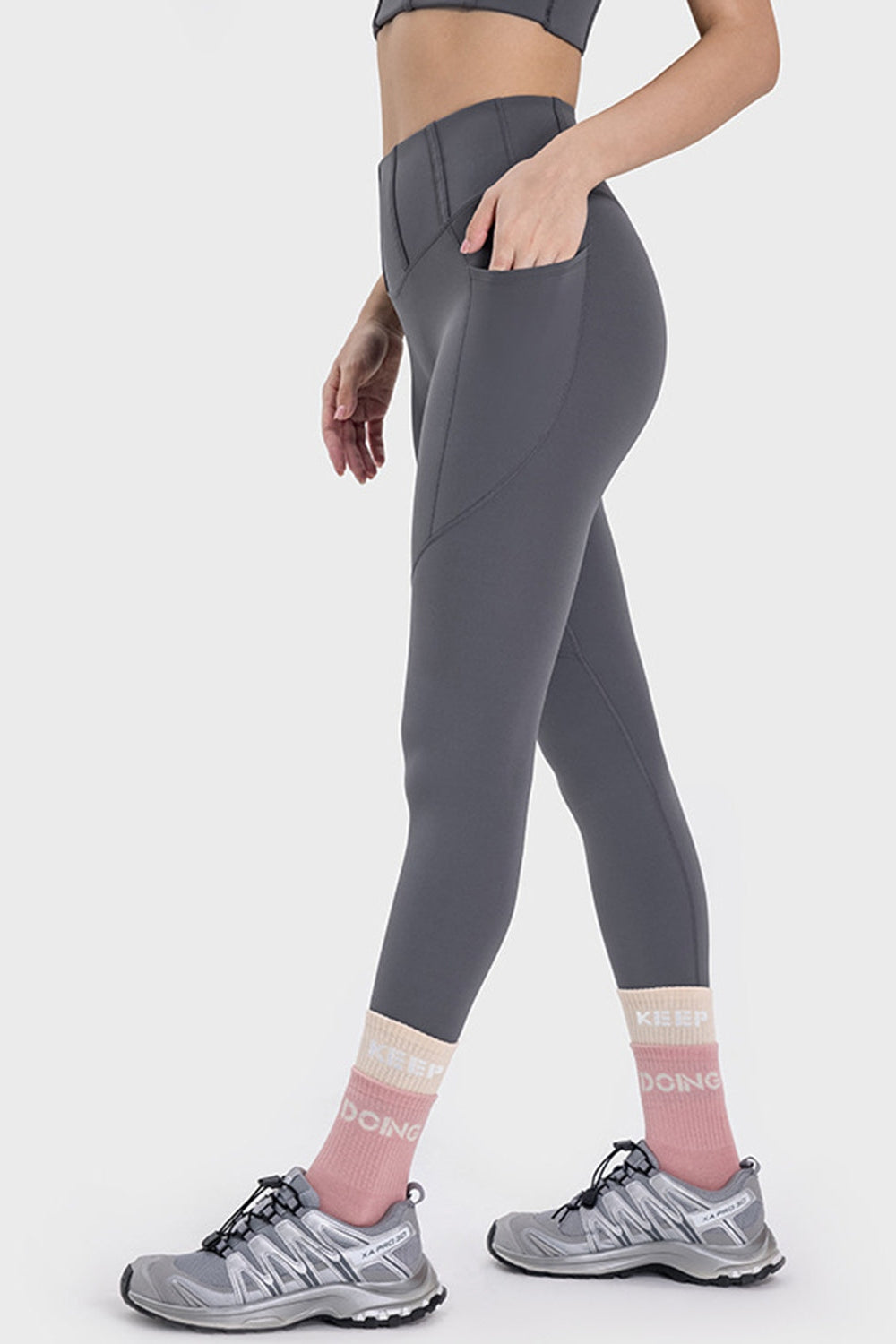 Pocketed High Waist Active Leggings - Leggings - FITGGINS