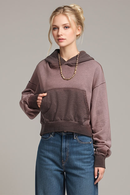 Basic Bae Kangaroo Pocket Long Sleeve Cropped Hoodie - Sweatshirts & Hoodies - FITGGINS