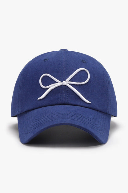 Bow Embroidered Cotton Baseball Cap - Hats - FITGGINS