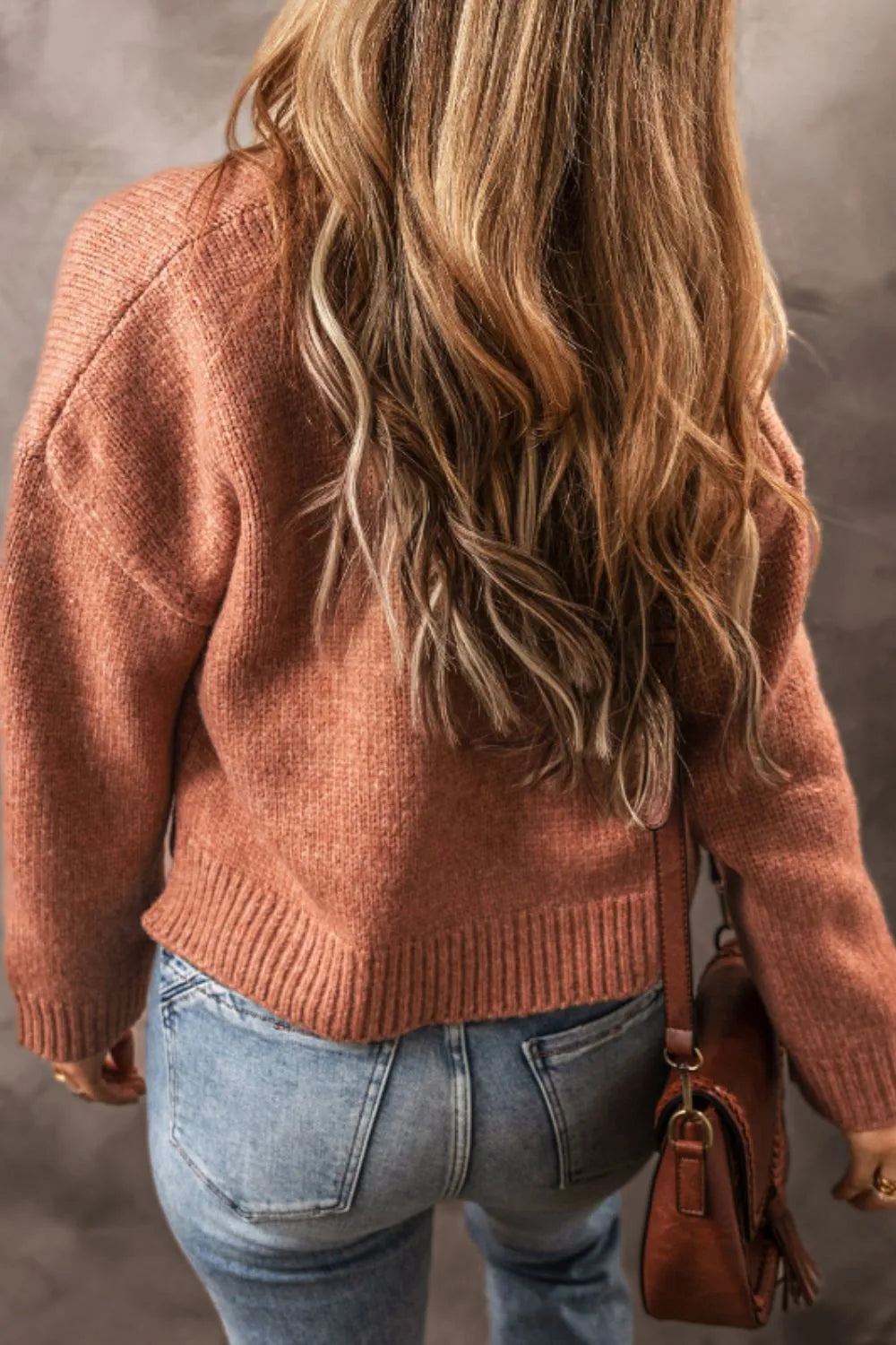 Slit Open Front Dropped Shoulder Cardigan Fitggins