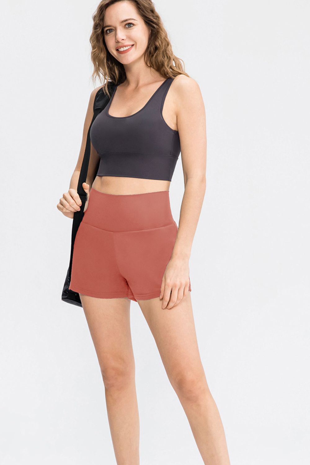 Wide Waistband Sports Shorts with Pockets - Short Leggings - FITGGINS