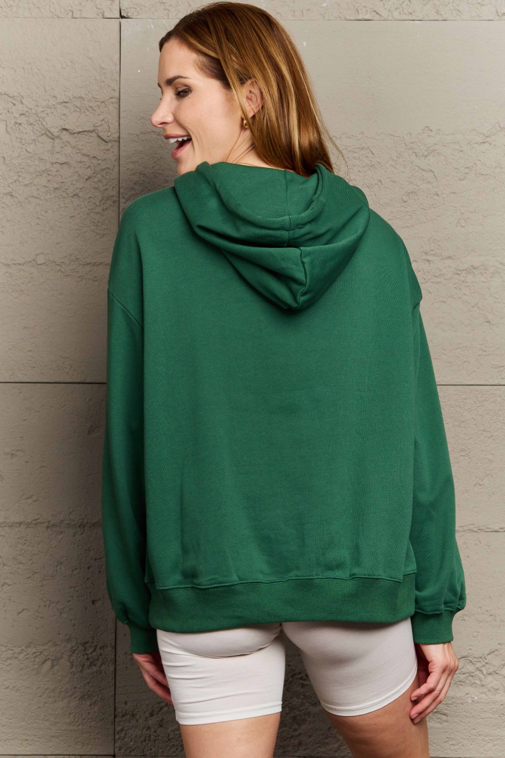 Full Size Long Sleeve Dropped Shoulder Hoodie - Sweatshirts & Hoodies - FITGGINS