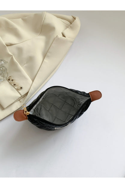 Solid Quilted Clutch with Zipper - Handbag - FITGGINS