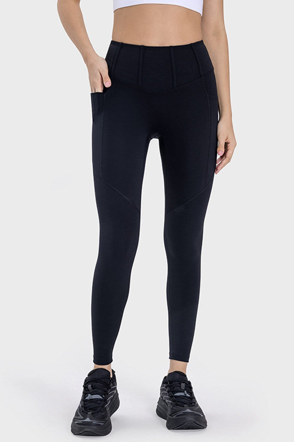 Pocketed High Waist Active Leggings - Leggings - FITGGINS