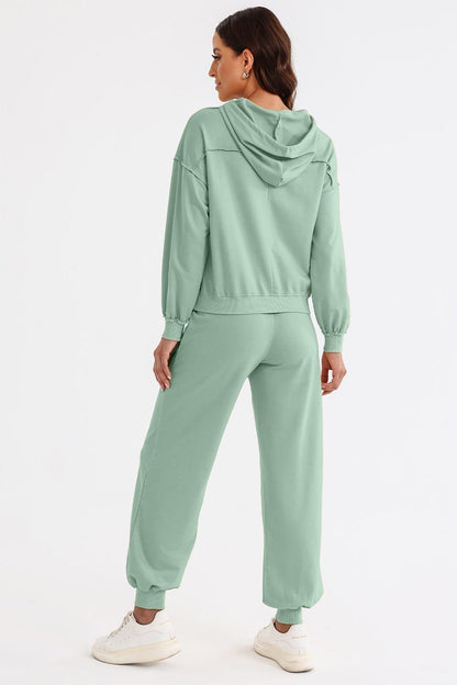 Cutout Drawstring Hoodie and Joggers Active Set - Active Set - FITGGINS