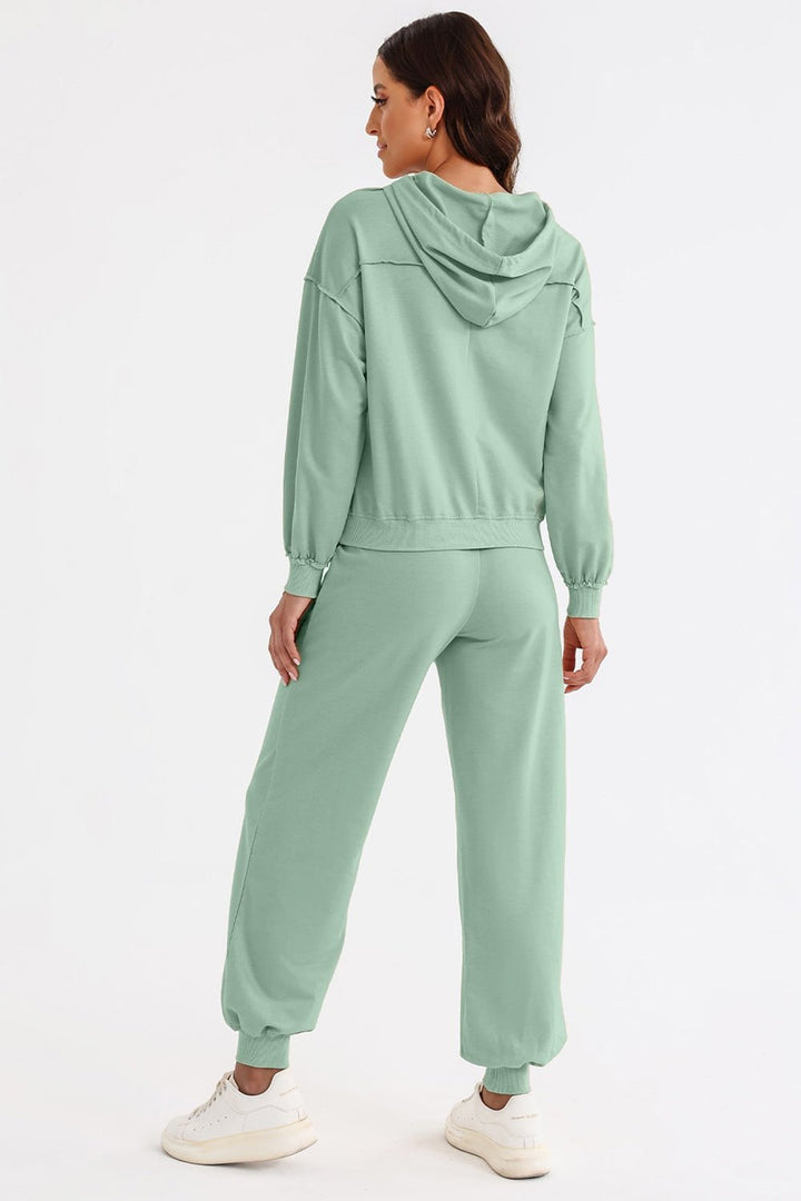 Cutout Drawstring Hoodie and Joggers Active Set - Active Set - FITGGINS