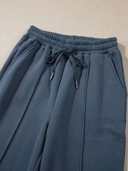 Collared Sweatshirt and High Waist Pants Active Set Fitggins