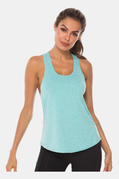 Full Size Scoop Neck Wide Strap Active Tank - Crop Tops & Tank Tops - FITGGINS