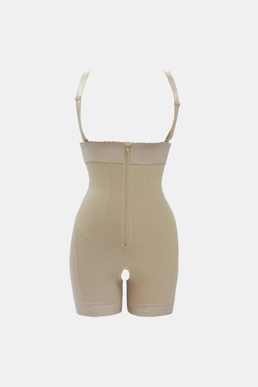 Full Size Zip Up Under-Bust Shaping Bodysuit Tan Fitggins