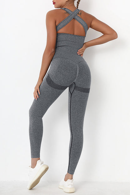 Crisscross Wide Strap Active Jumpsuit - Active Set - FITGGINS