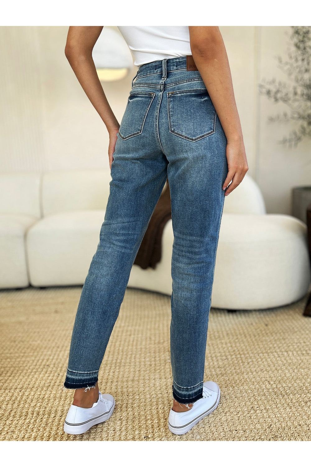 Judy Blue Full Size Mid Rise Rigid Magic Release Hem Jeans - Jeans - FITGGINS