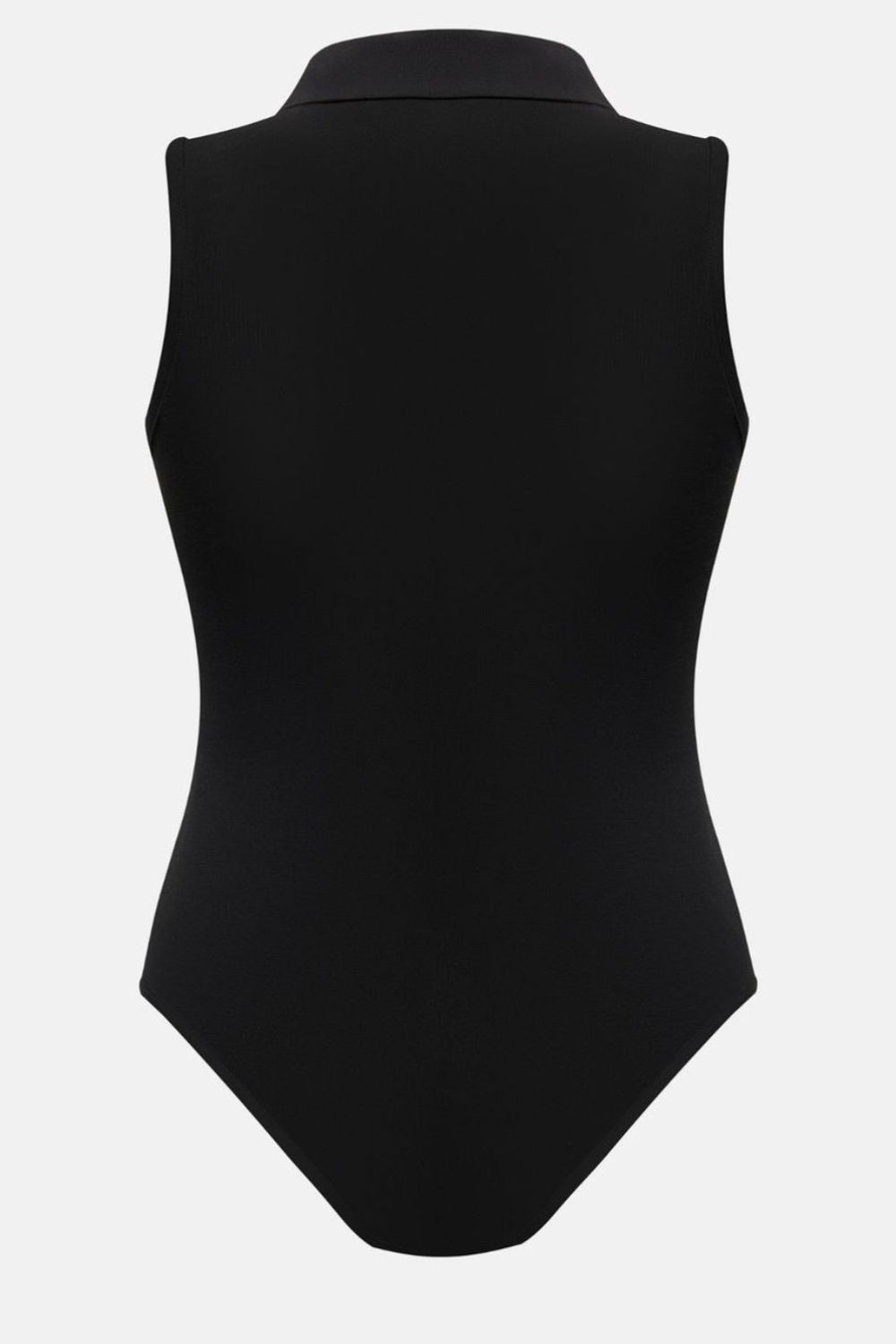 Quarter Zip Collared Neck Sleeveless Bodysuit - Bodysuits - FITGGINS