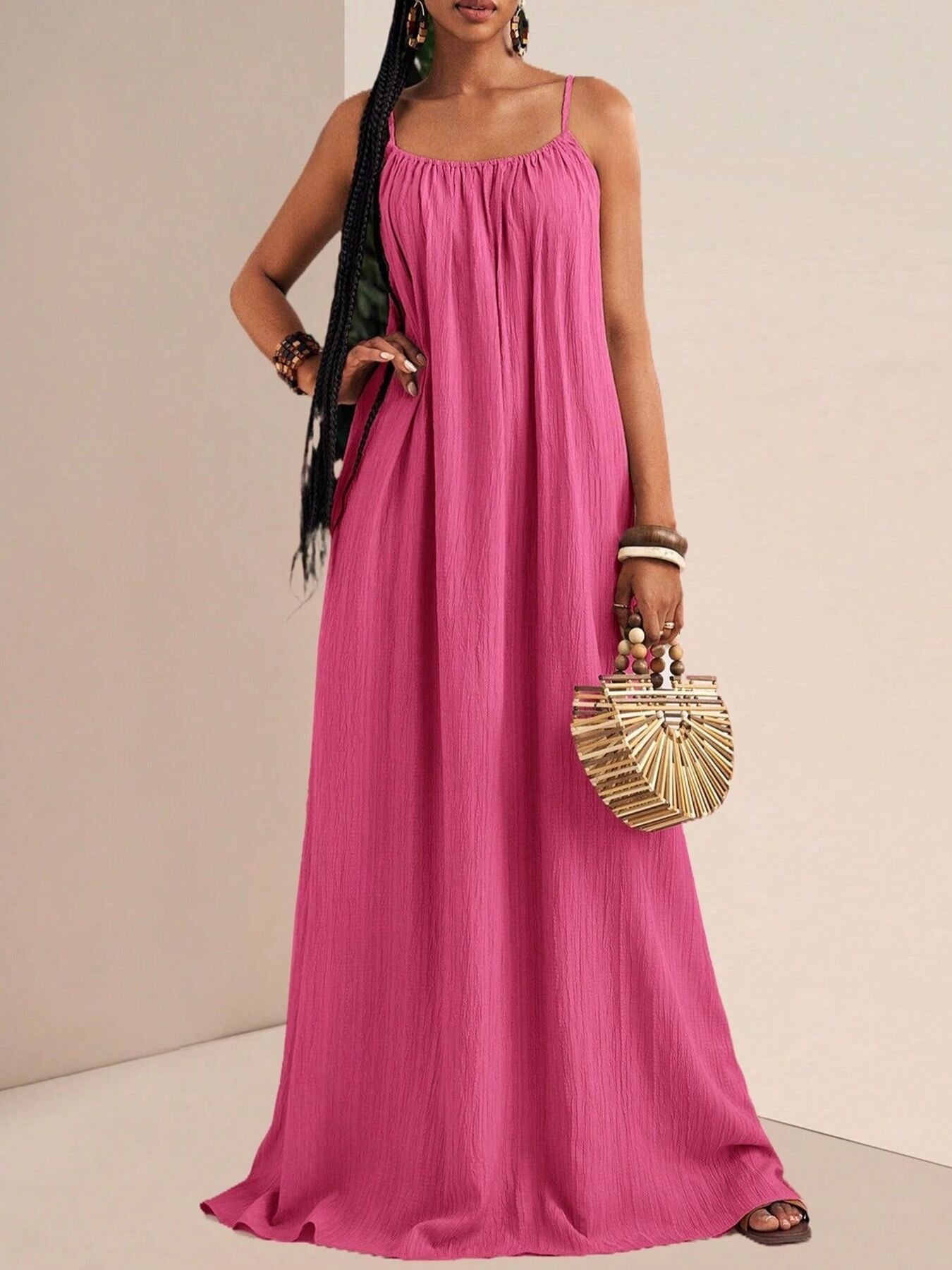 Spaghetti Strap Flowy Maxi Dress Fitggins
