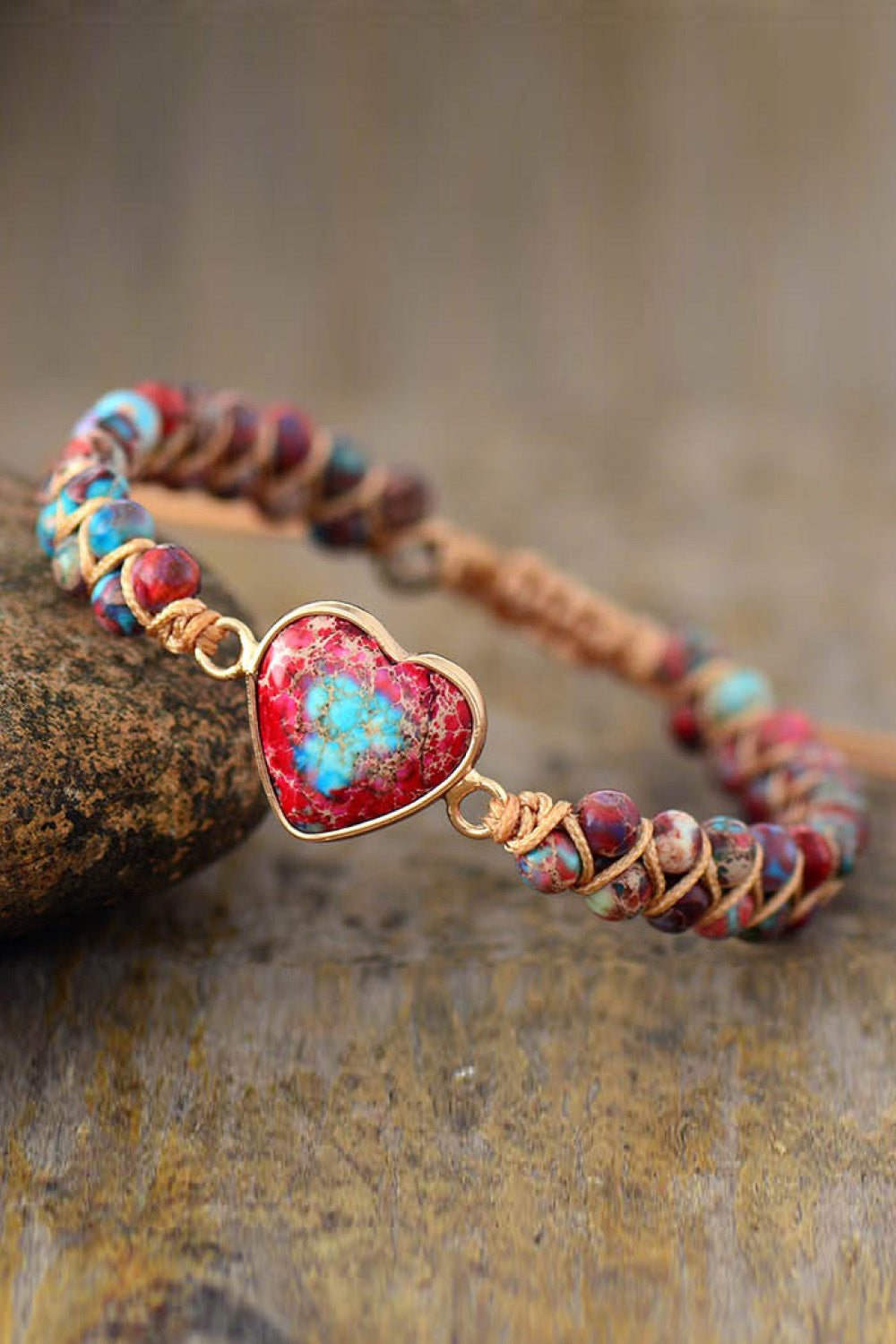 Handmade Heart Shape Natural Stone Bracelet - Bracelets - FITGGINS