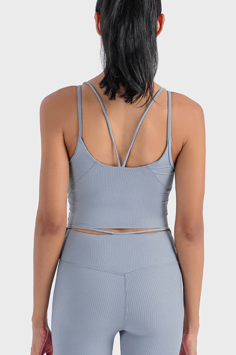 Millennia Double Strap Ribbed Sports Cami - Crop Tops & Tank Tops - FITGGINS