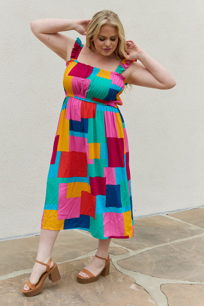 And The Why Multicolored Square Print Summer Dress - Casual & Maxi Dresses - FITGGINS