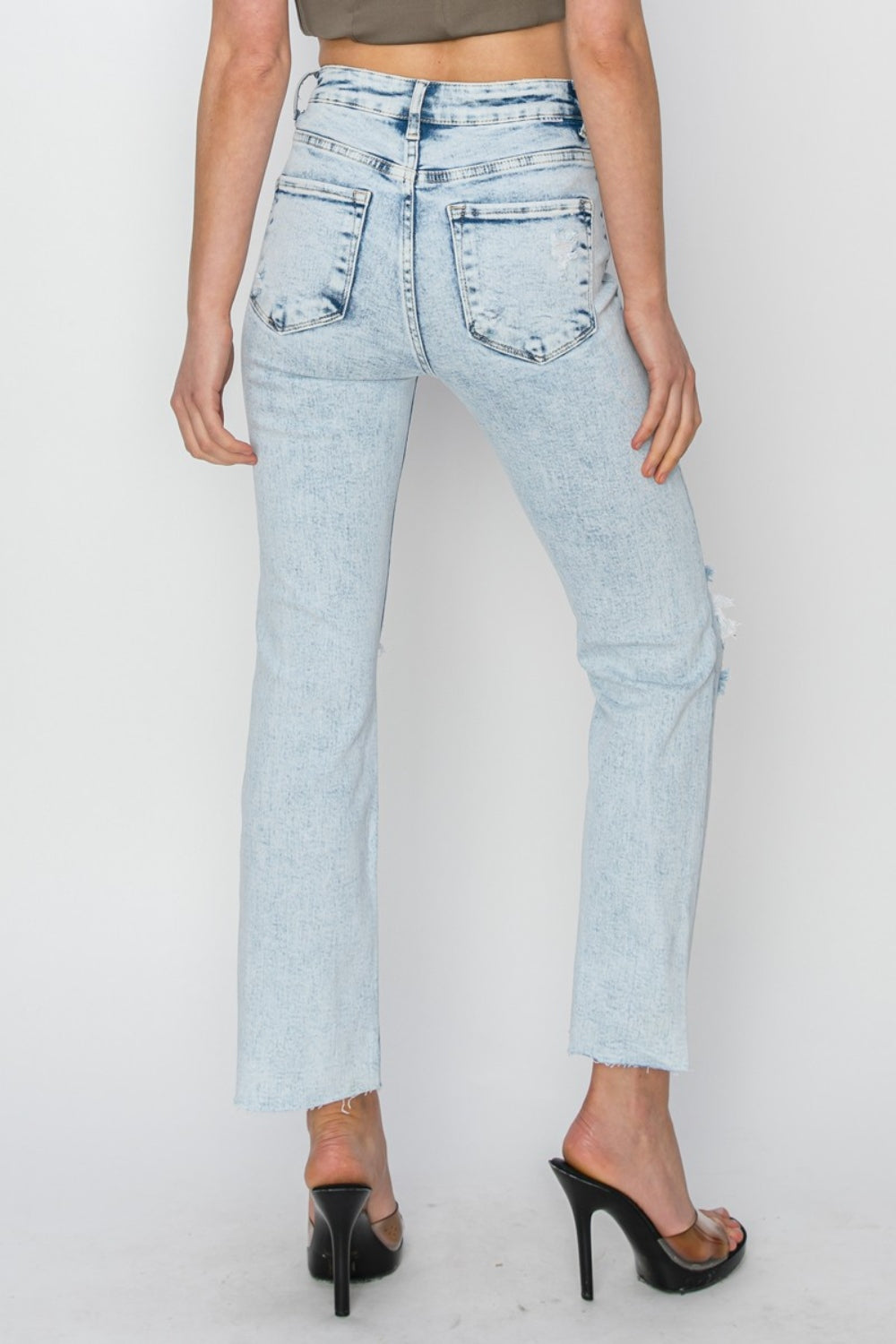 RISEN High Rise Distressed Ankle Jeans - Jeans - FITGGINS