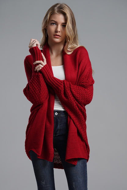 Open Front Batwing Sleeve Cardigan - Cardigans - FITGGINS