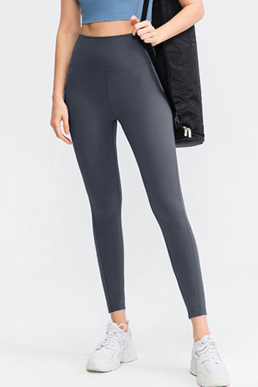 Slim Fit Wide Waistband Long Sports Pants Dark Gray Fitggins