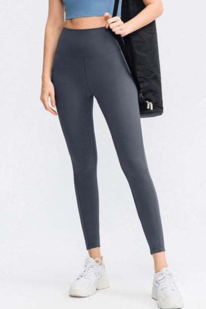 Slim Fit Wide Waistband Long Sports Pants Dark Gray Fitggins