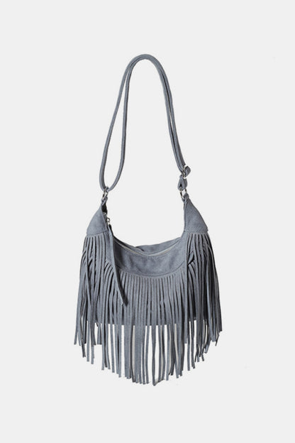 Suede Fringe Adjustable Strap Shoulder Bag - Handbag - FITGGINS