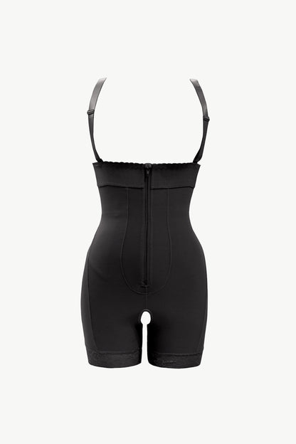 Full Size Zip Up Under-Bust Shaping Bodysuit Black Fitggins