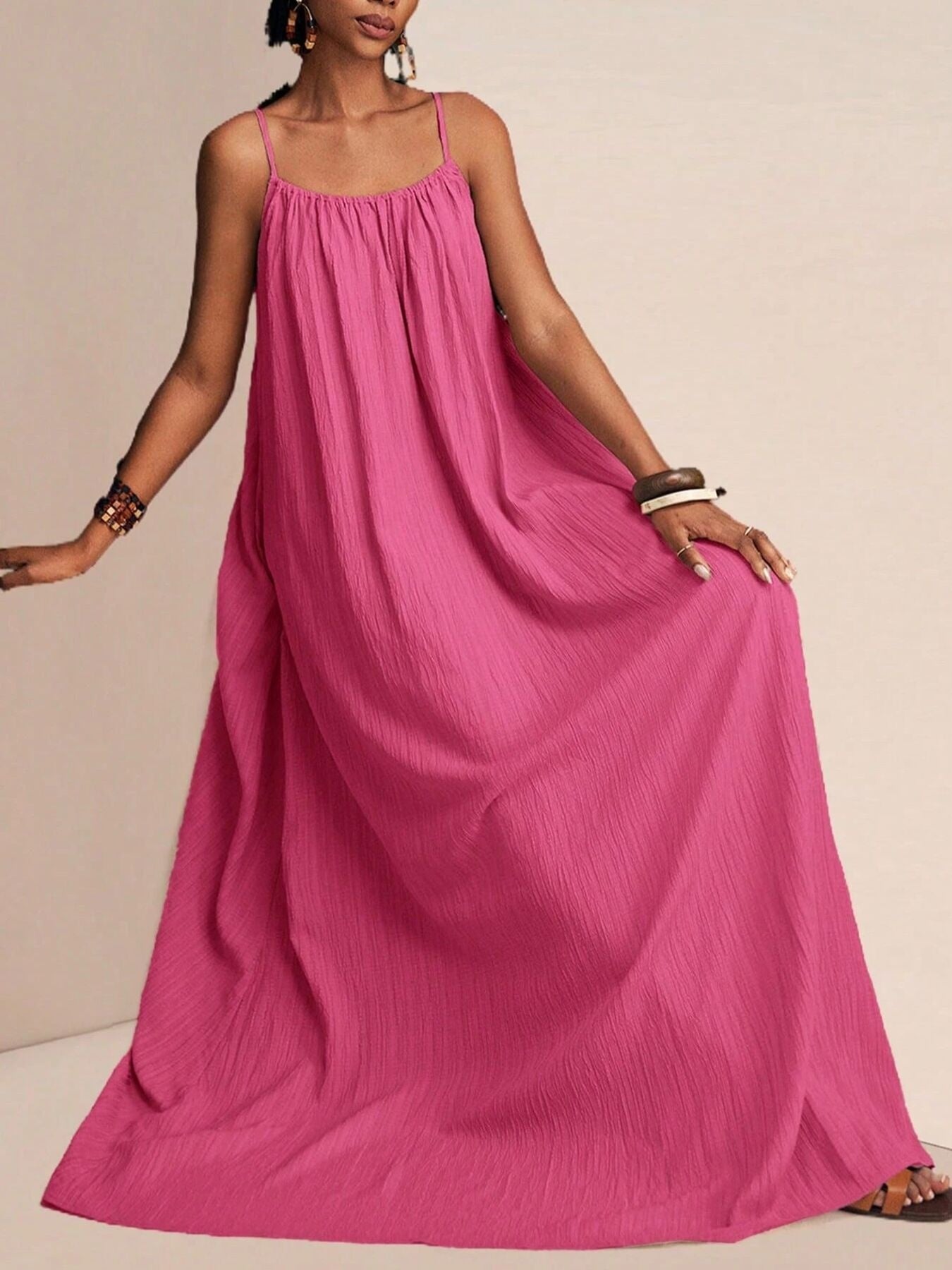 Spaghetti Strap Flowy Maxi Dress Fitggins