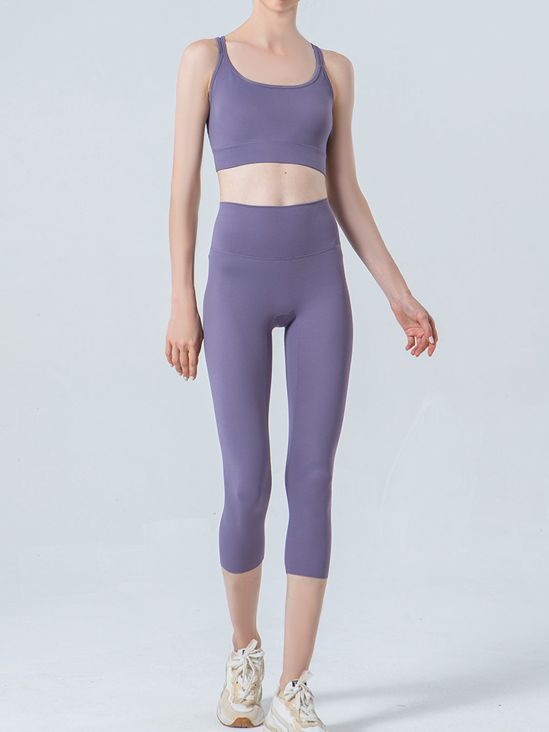 Wide Waistband Cropped Sports Leggings Fitggins