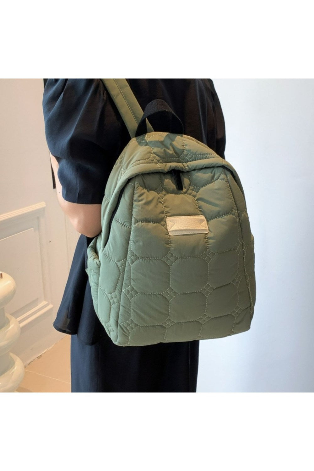 Quilted Polyester Backpack Bag - Handbag - FITGGINS