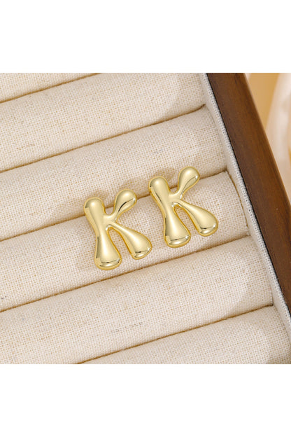 18K Gold-Plated Bubble Letter Stud Earrings - Earrings - FITGGINS