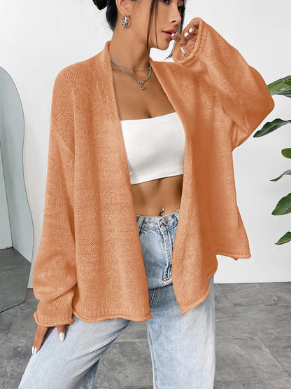 Open Front Dropped Shoulder Cardigan Fitggins