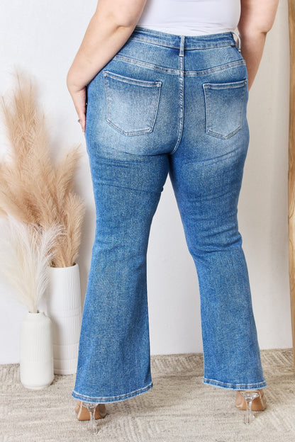 RISEN Full Size High Rise Ankle Flare Jeans - Jeans - FITGGINS