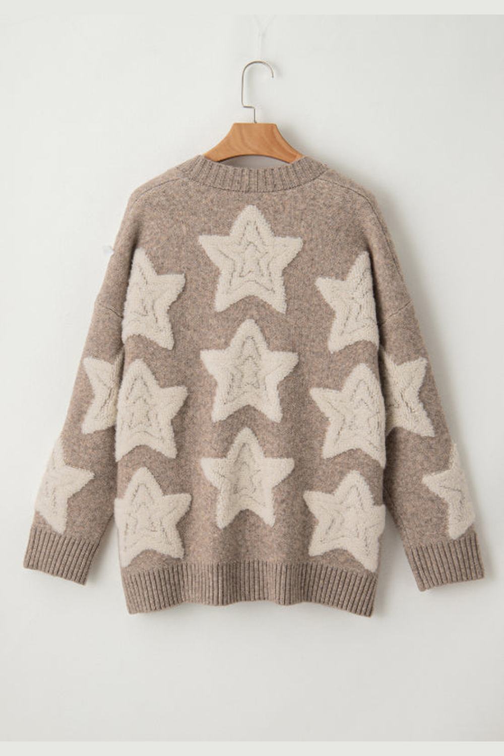 Sherpa Star V-Neck Cardigan with Pockets - Cardigans - FITGGINS