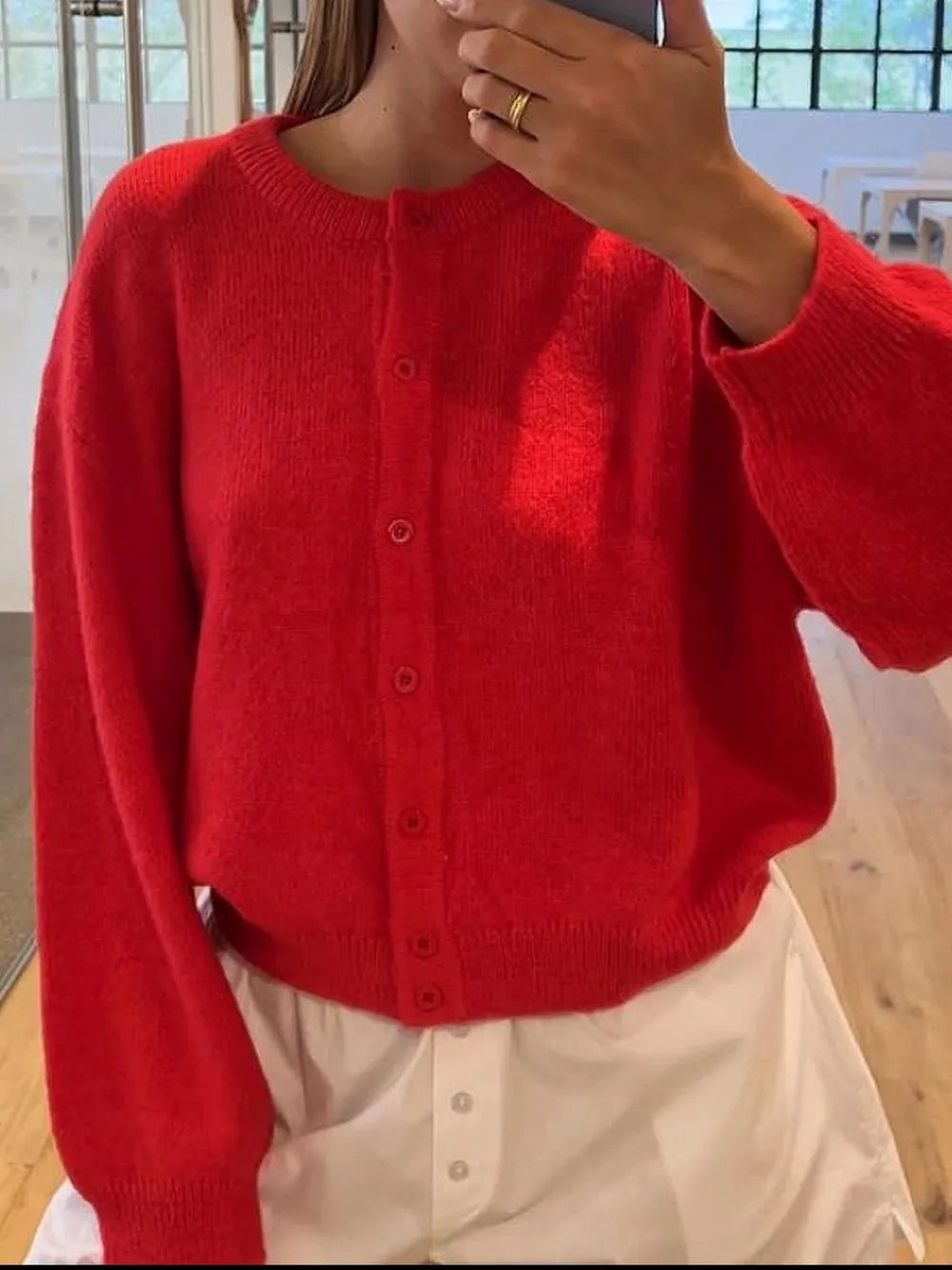 Button Down Long Sleeve Cardigan Fitggins