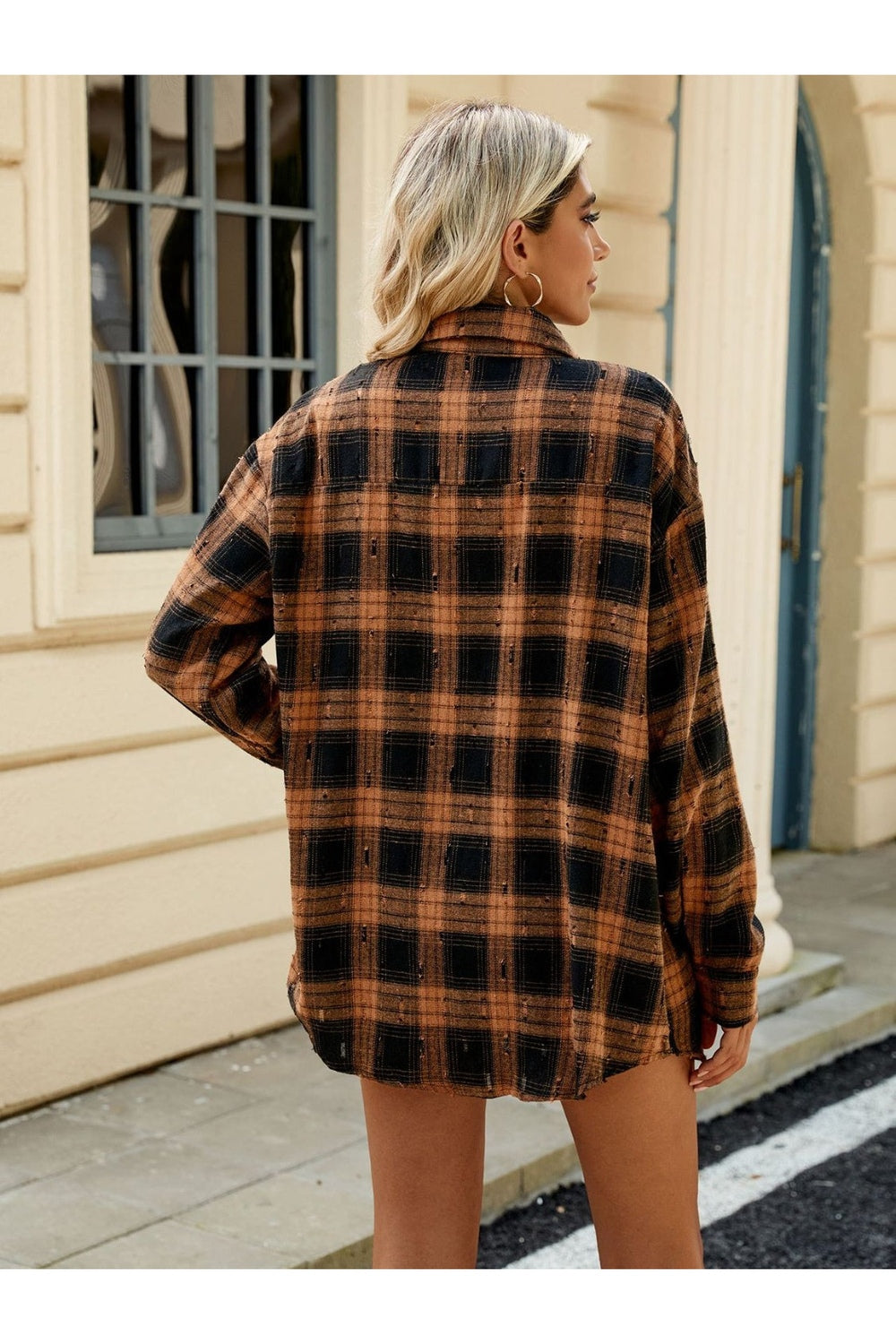 Plaid Button Up Long Sleeve Shirt - Shirts - FITGGINS