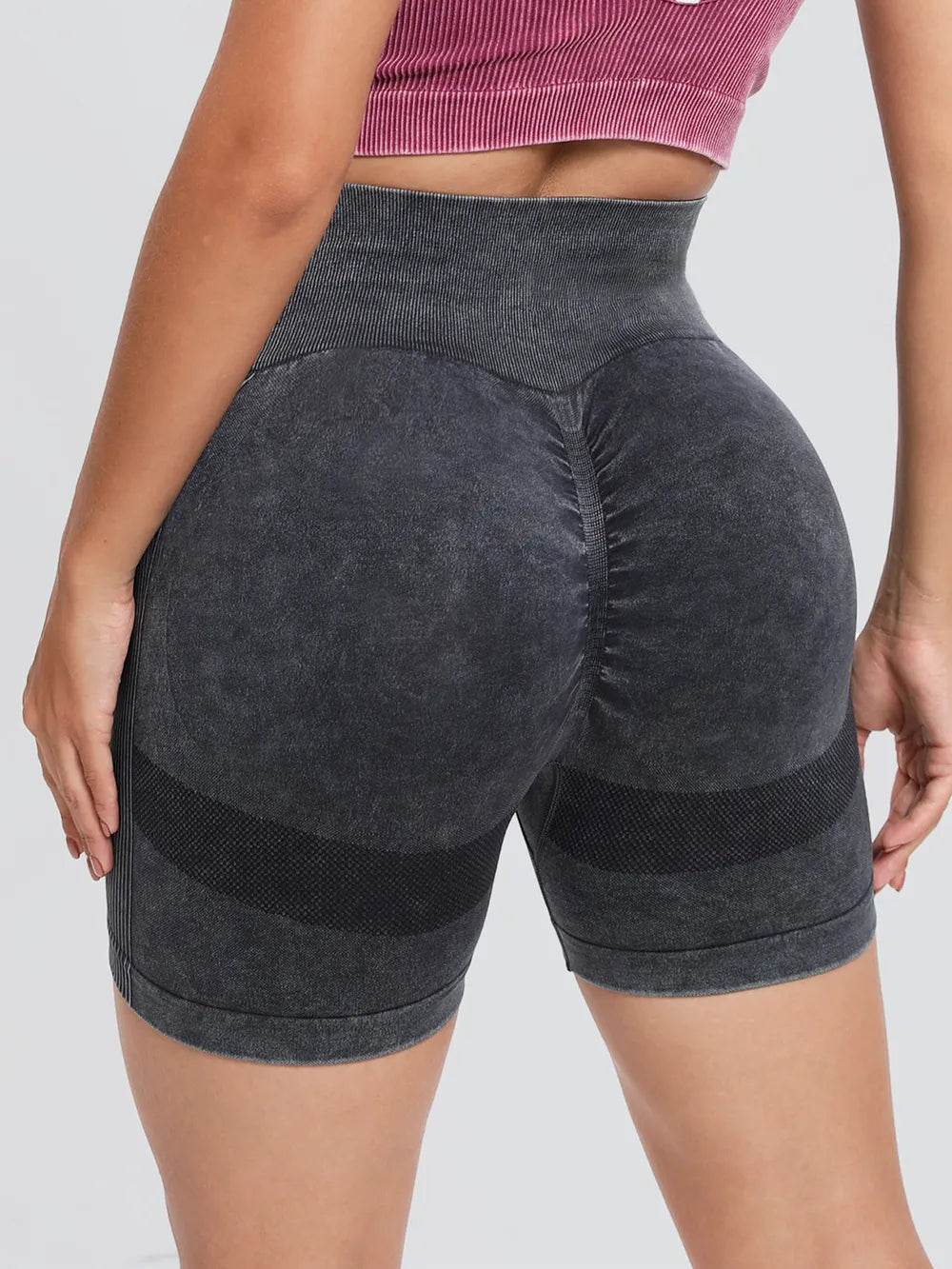 Washed High Waist Active Shorts Fitggins
