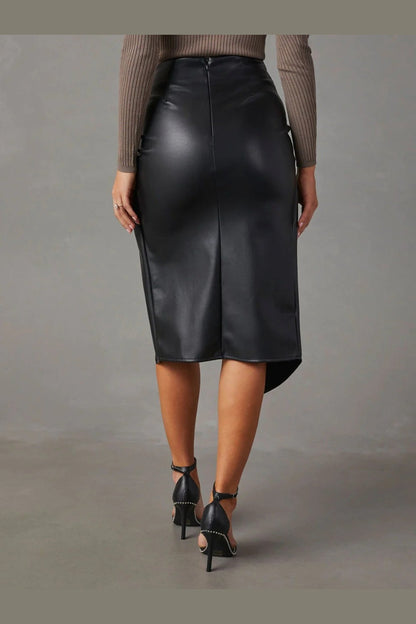 Twist Detail High Waist Skirt - Shirts - FITGGINS