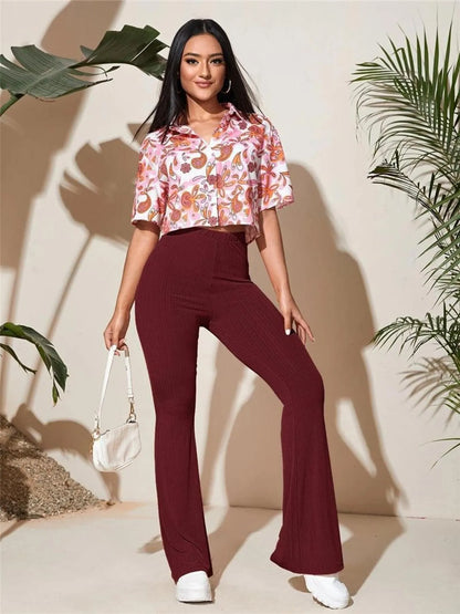 Full-Size High-Waist Flare Active Pants - Plus Size Fitggins