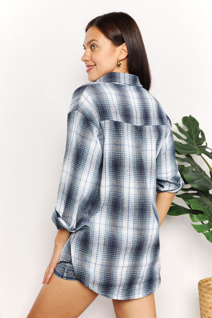 Mandy Plaid Dropped Shoulder Shirt - Shirts - FITGGINS