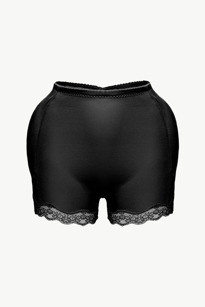 Full-Size Lace-Trim Shaping Shorts Black Fitggins