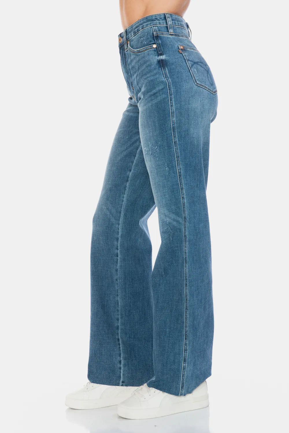 Judy Blue Full Size Tummy Control Cut Raw Hem Straight Jeans Fitggins