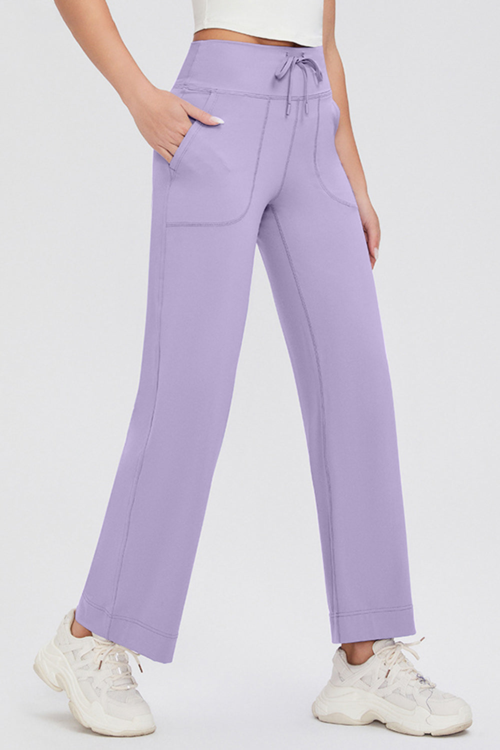 Basic Bae Full Size Drawstring High Waist Pants with Pockets - Pants - FITGGINS