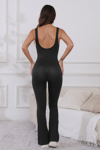 Scoop Neck Wide Strap Active Jumpsuit - Active Set - FITGGINS