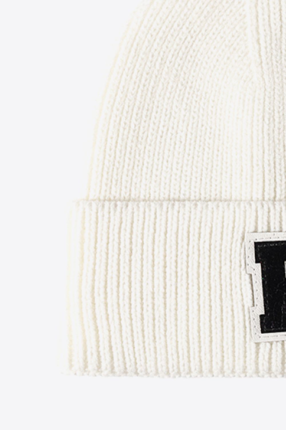 Letter Patch Cuffed Knit Beanie - Hats - FITGGINS